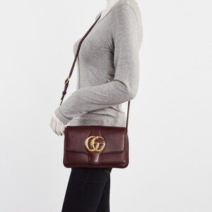 Gucci Burgundy Leather Small Arli Crossbody Bag